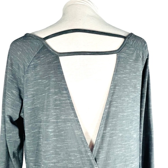 KYODAN top long sleeve cut out back round neck grey marled style usl2505 Size M - Picture 5 of 12